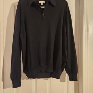 JWN John W Nordstrom Sweater Mens XL Black Wool Button Up